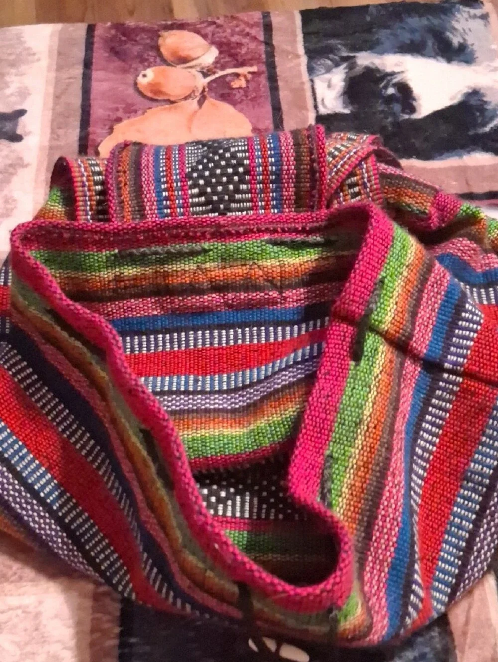 Handwoven Multicolor Striped Backpack - Boho Casual